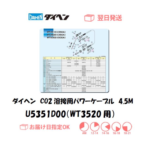 ダイヘン　CO2溶接用パワーケーブル（WT3520-MD用）　U5351D00　4.5M