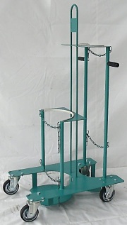 カミマル ボンベ運搬車（酸素7000L容器・アセチレン7Kg・LPガス20kg容器用）KSセーフティボンベカート四輪 KS-O-AP20 当店は適格請求書発行事業者です