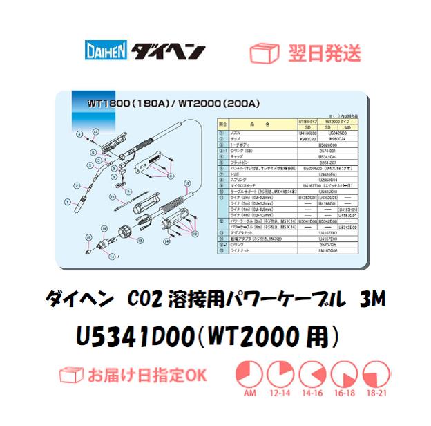 ダイヘン　CO2溶接用パワーケーブル（WT2000-SD用）　U5341D00　3M