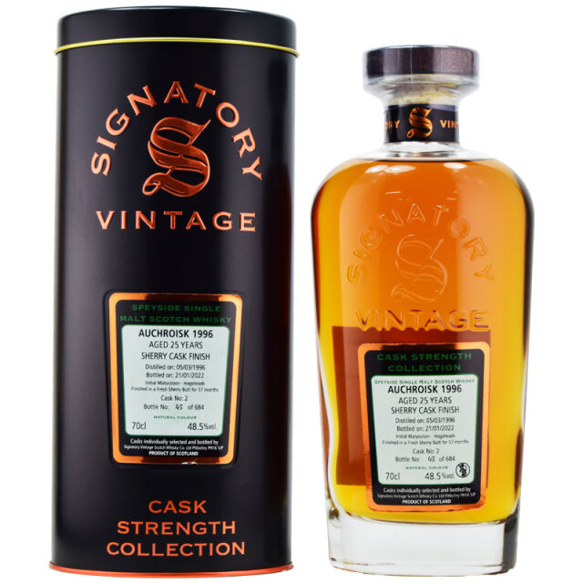 【バランスのとれたシェリー、濃厚でクリーミー、マイルドコーヒー】オスロスク　1996　25年　シグナトリー　48.5％　700ｍｌ