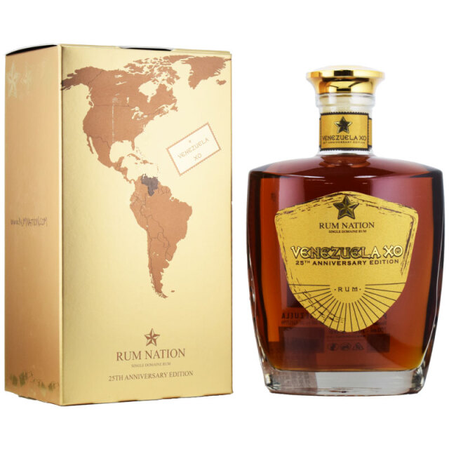 【ローストしたアーモンド、ヌガー、オレンジピール、滑らかでクリーミー】ベネズエラ　XO　デキャンタ　ラムネイション25周年記念　43％　700ml