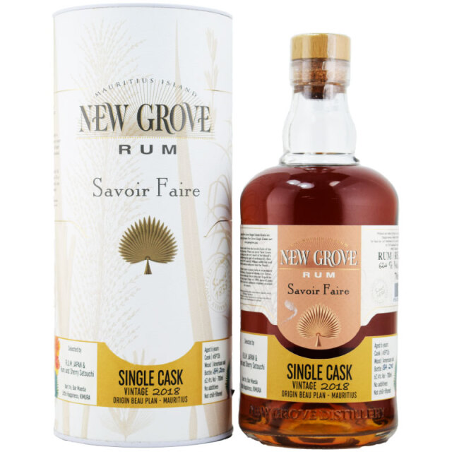 【黒イチジクのタルト、濃密な黒糖菓子、ドライフルーツ入りの紅茶、レモンティーキャンディ】ニューグローブ　2018　6年 for ラムジャパン& ラム and シェリー瀬戸内　62.4％　700ml