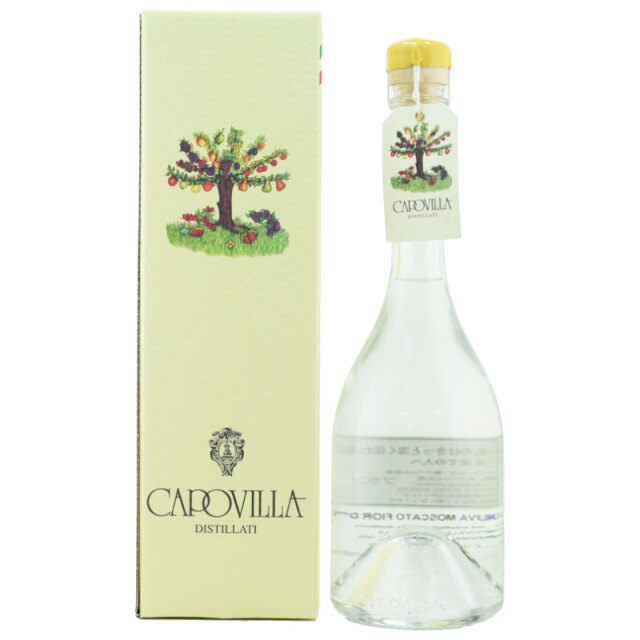 【オレンジの花のモスカート（マスカット種）の名を持つぶどうのフルーツブランデー★柑橘類の花と熟した黄色い果実、驚くほどフローラルなアロマ】ウーヴァ モスカート フィオール ダランチョ（ぶどう）　2017　カポヴィッラ　41％　500ml