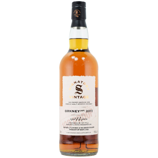 【フルーツ、オレンジジャム、ヘザーのスモーキーさ、チョコレートクリーム、キャラメル、スモーキーチョコレート】ハイランドパーク　2011　14年　100プルーフ　アモンティリャード（オークニーHP表記）　57.1％　700ml