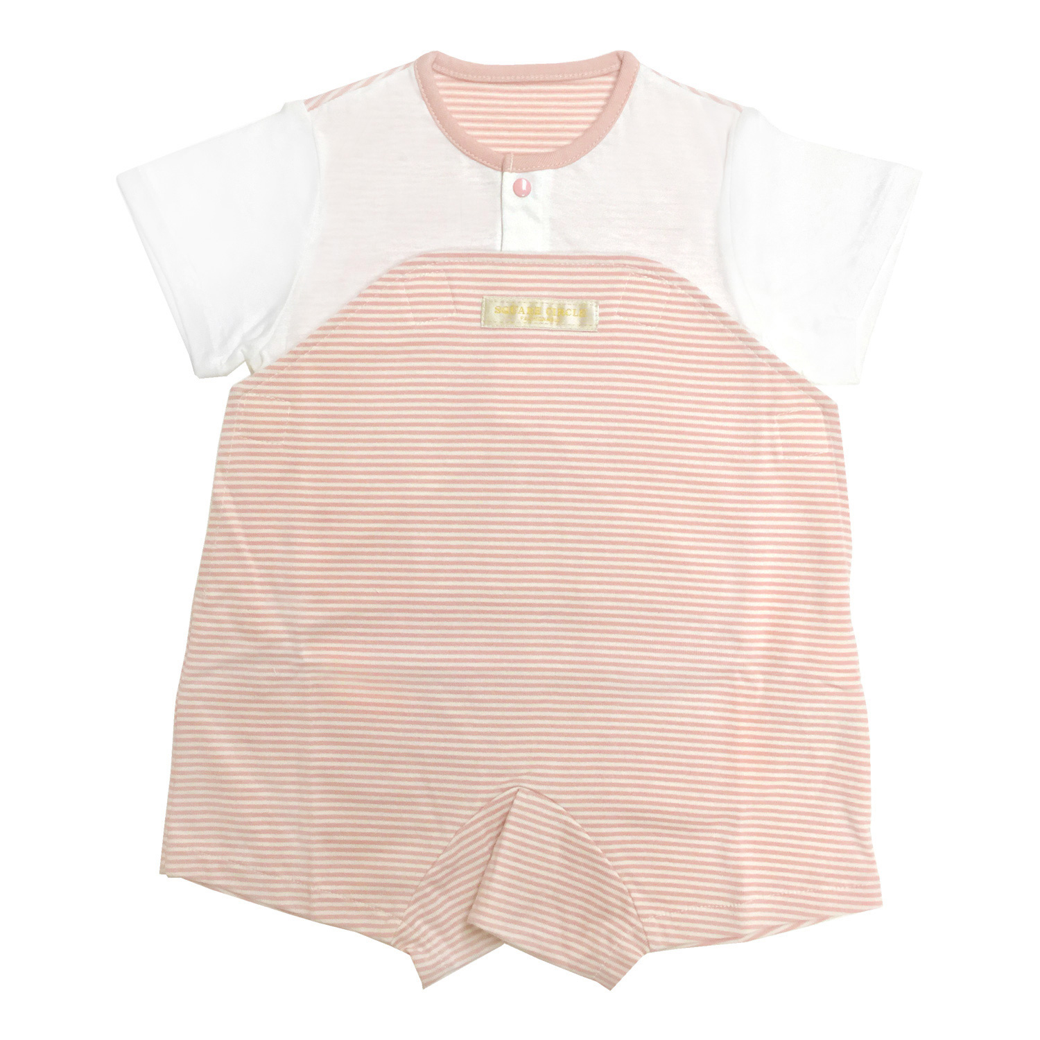 【ネコポス送料無料】ベビー用品 ボーダー半袖ロンパース コットン100％ 女の子/55223-12