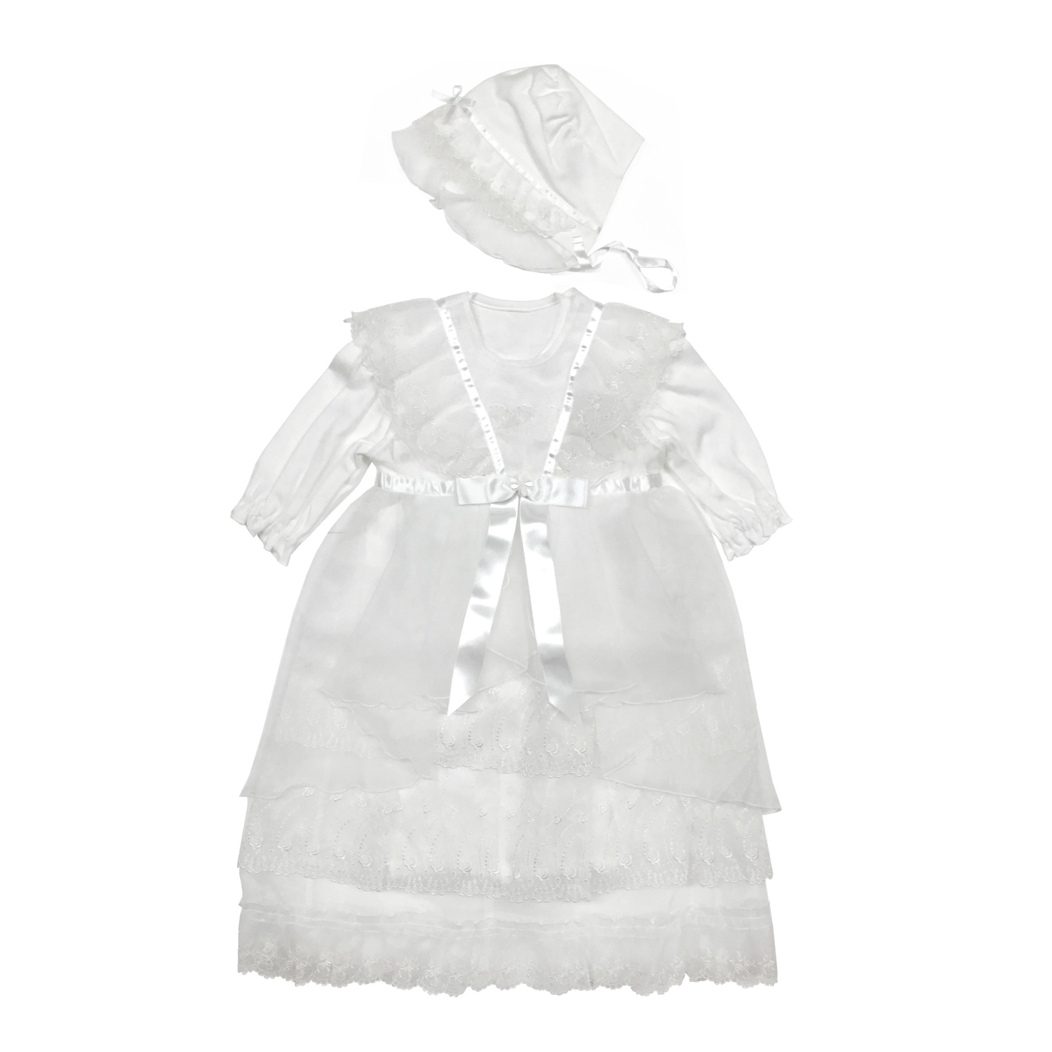 【送料無料】ベビー用品 フード付セレモニードレス_Bタイプ 新生児 女の子 日本製/NT127