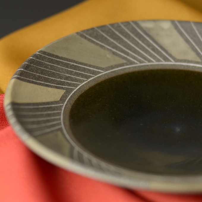 中皿(彩色線象嵌)_悟窯 市野哲次 作