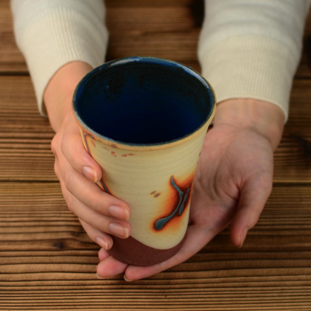 丹文窯_ビアカップ 青