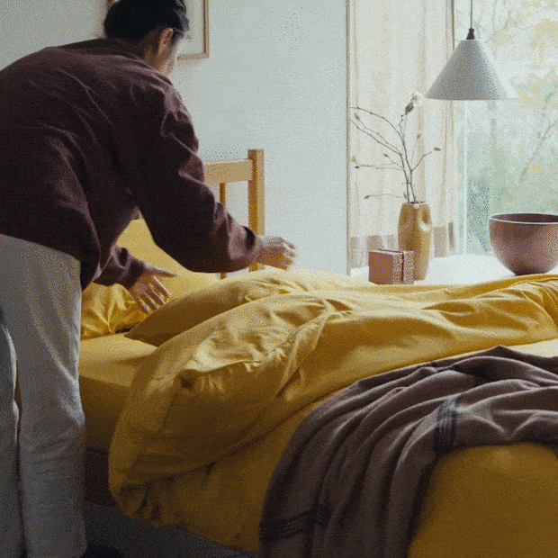 YUAMIボックスシーツ芥子（からし）｜YUAMI：温泉でくつろぐような