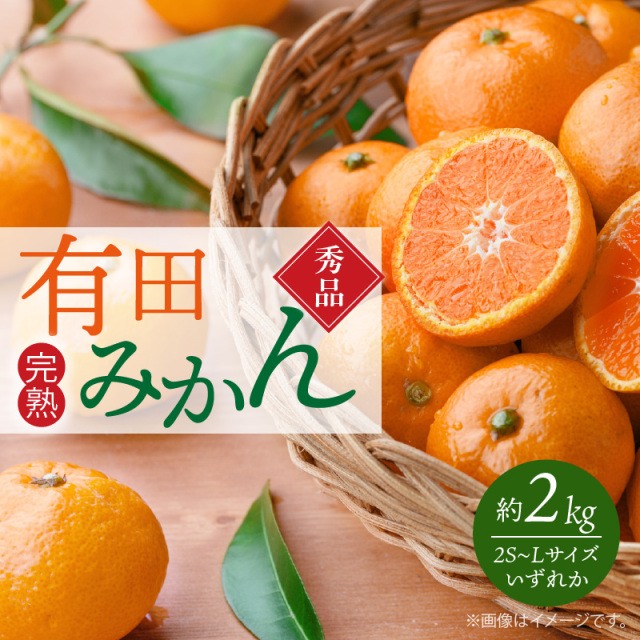 秀品　有田みかん 2kg　2S ～ Lサイズのいずれか【送料無料※北海道・沖縄は除く】※2025年11月下旬以降順次発送予定