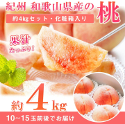 紀州和歌山産の桃　約４ｋｇ　化粧箱入　【全国送料無料】※2025年6月下旬以降順次発送予定