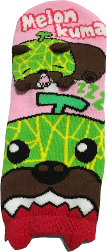 メロン熊　耳付きソックス（おやすみ）