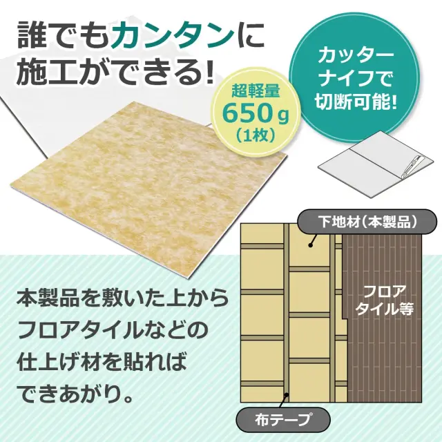 誰でもカンタンに施工ができる 超軽量 650g 1枚 カッターナイフで切断可能