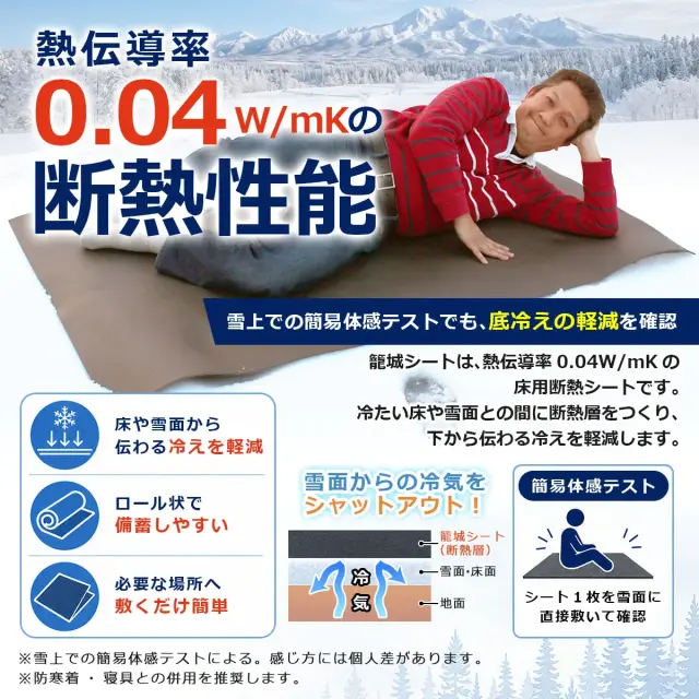 熱伝導率0 04W mKの断熱性能 籠城シート 床や雪面からの冷えを軽減し備蓄や設置も簡単な床用断熱シート