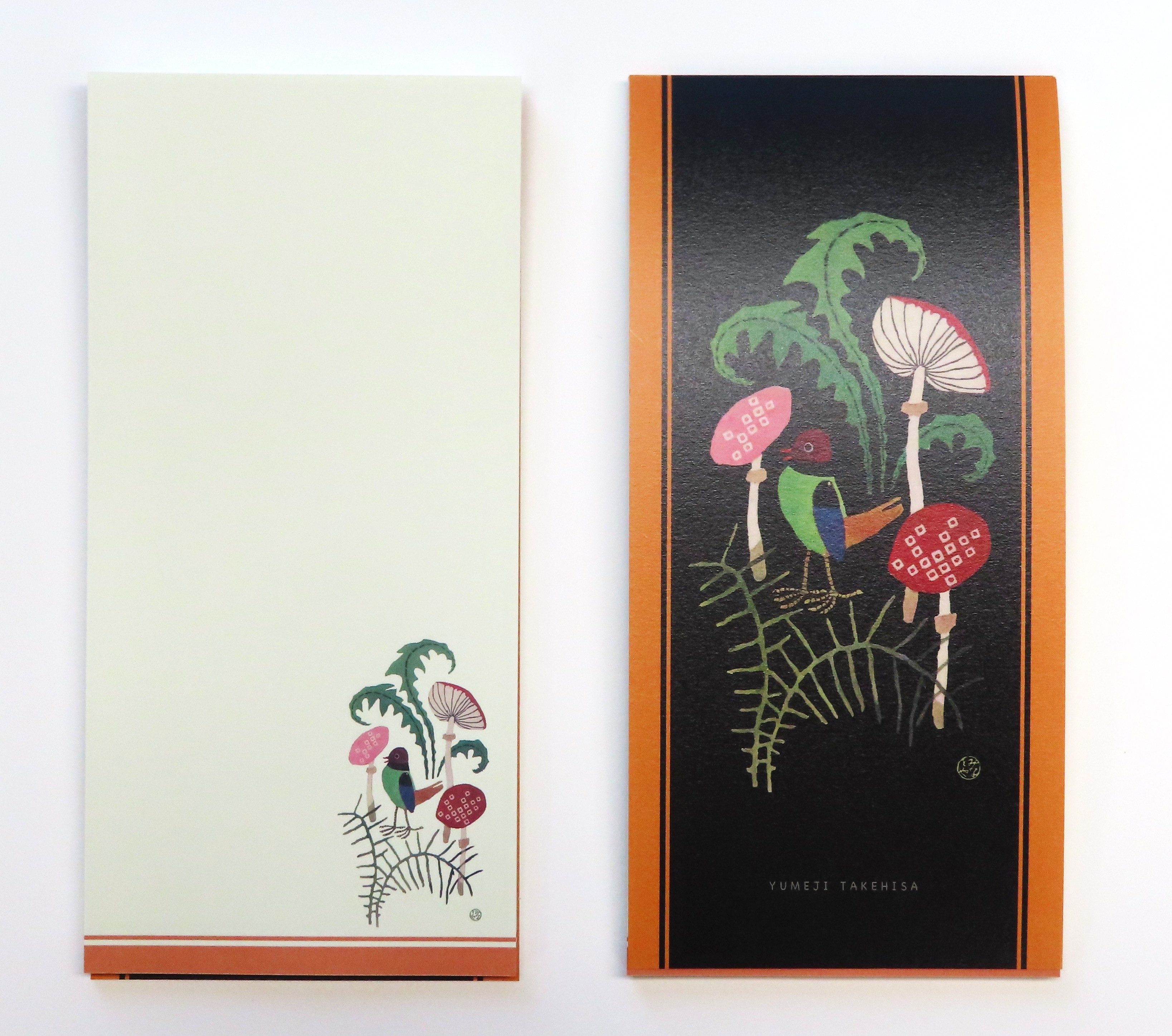 一筆箋「鳥ときのこ」