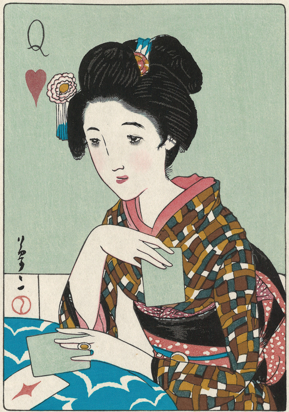 木版画「トランプ」