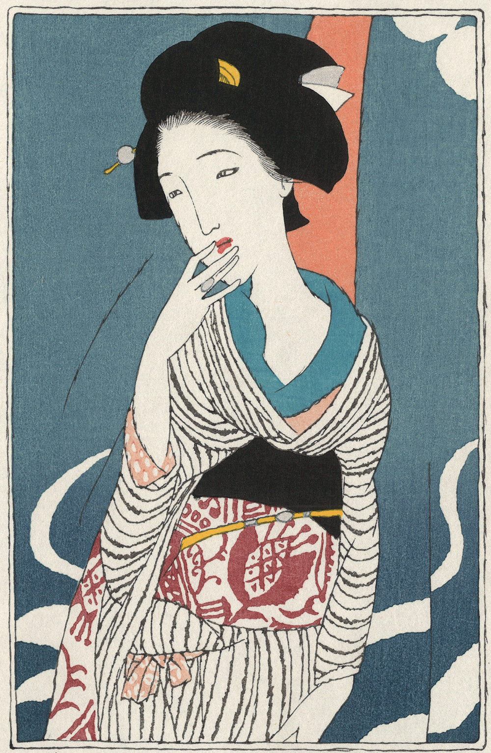 木版画「祇園夜話」