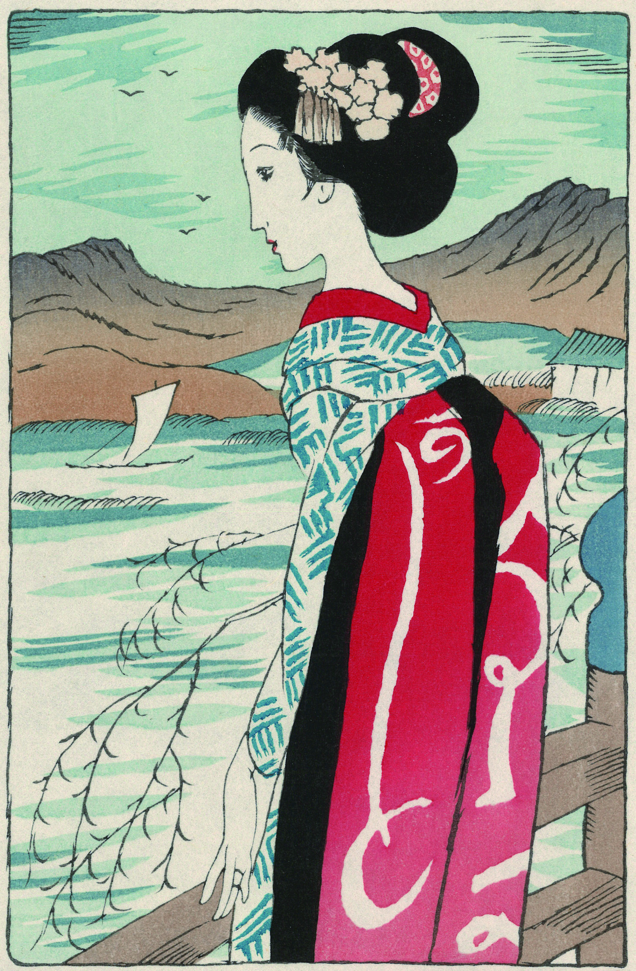 新しいスタイル 掛け軸 美人画(舞妓はん?)木箱付き - 絵画 買い新作 掛け軸 美人画(舞妓はん?)木箱付き 絵画/タペストリ