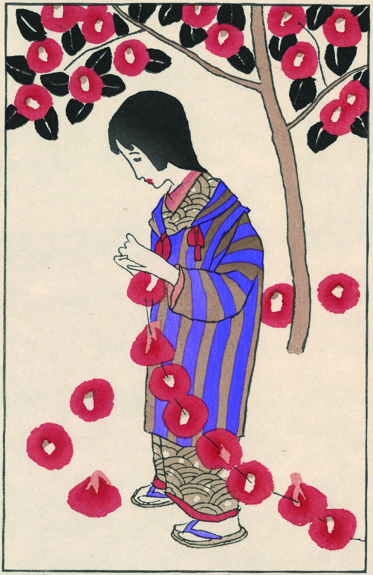 木版画「つばき」