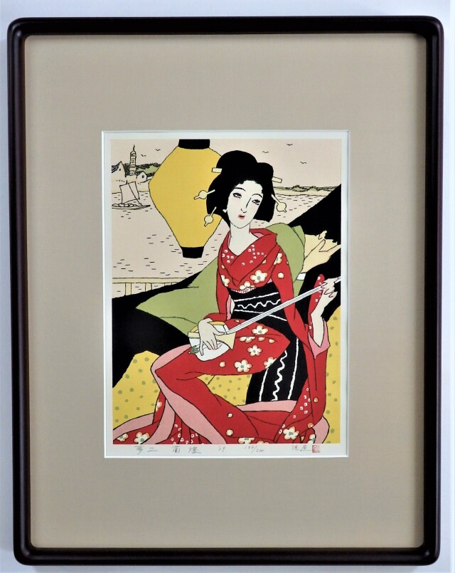 木版画「蘭燈」