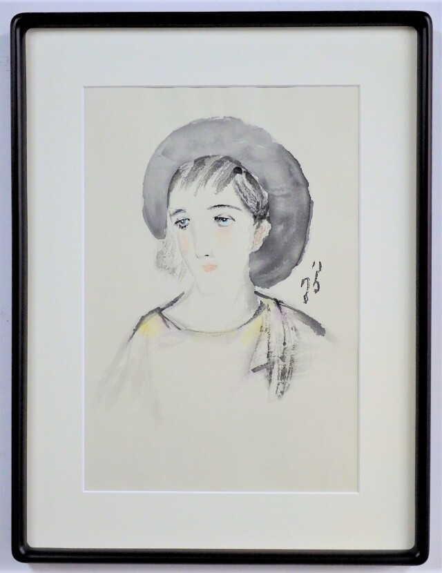 木版画「青い目の娘」