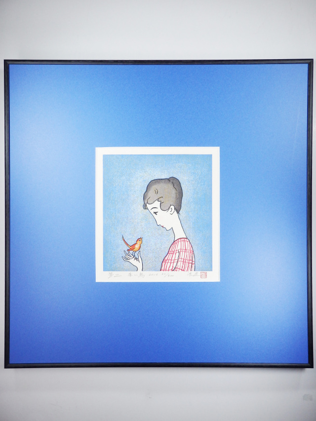 木版画「赤い鳥」 