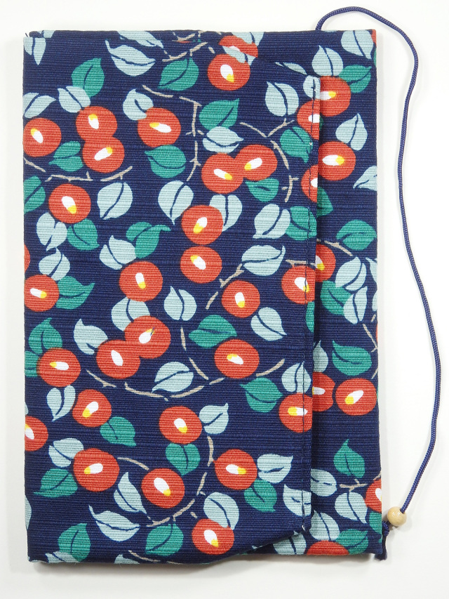 文庫カバー 玉椿（紺）