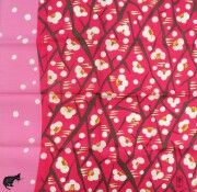 シャンタン小風呂敷「うめとねこ（ピンク）」（帯付き）
