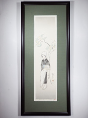 木版画「柿の木の下の女」