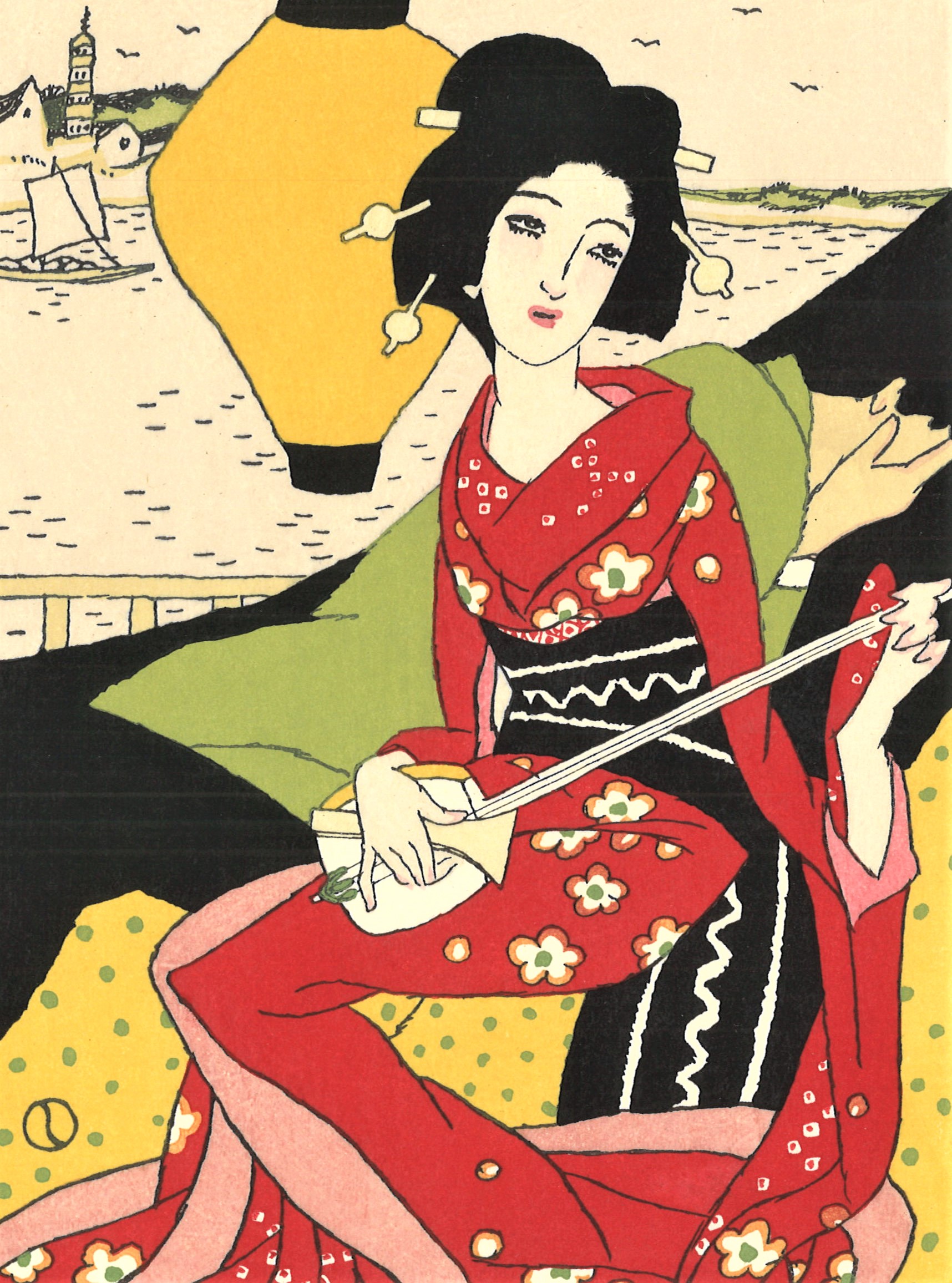 木版画「蘭燈」