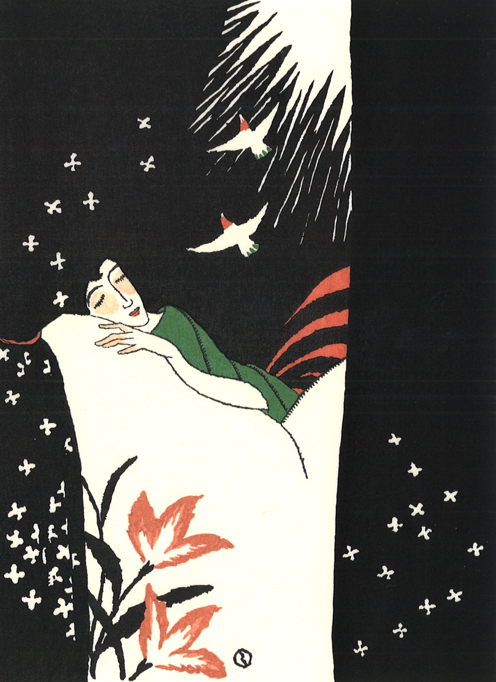 木版画「汝が碧き眼を開け」