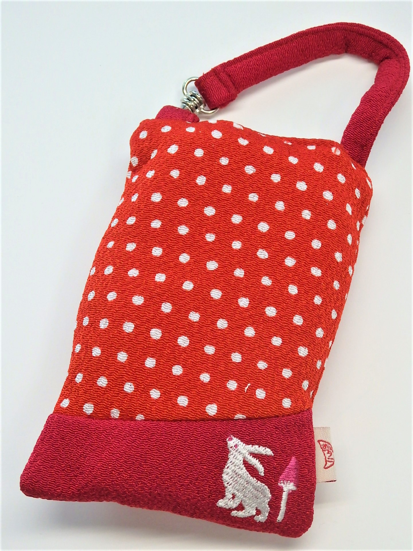 スマホポーチ(水玉赤）