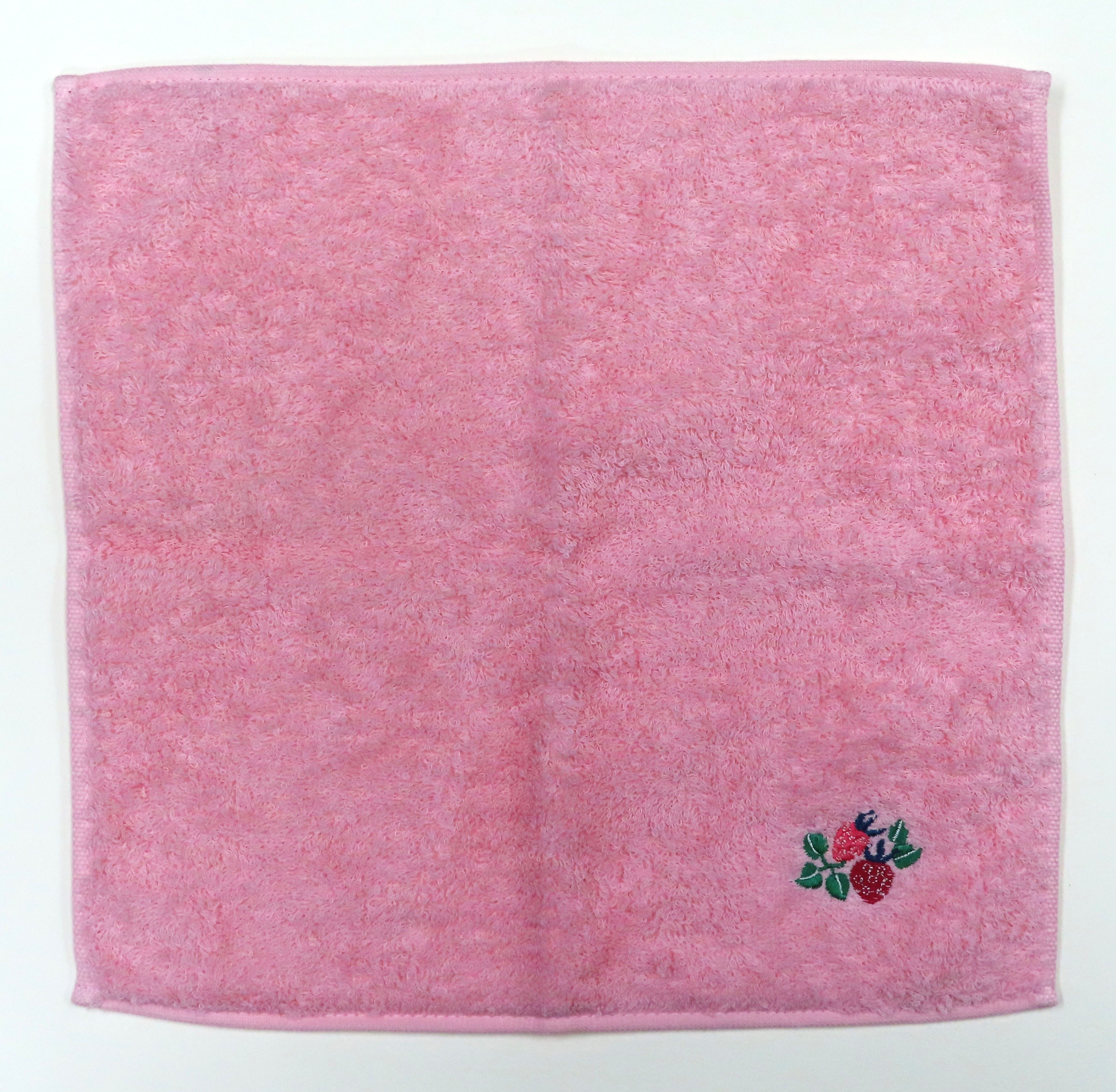 刺繍タオルハンカチ「イチゴ」