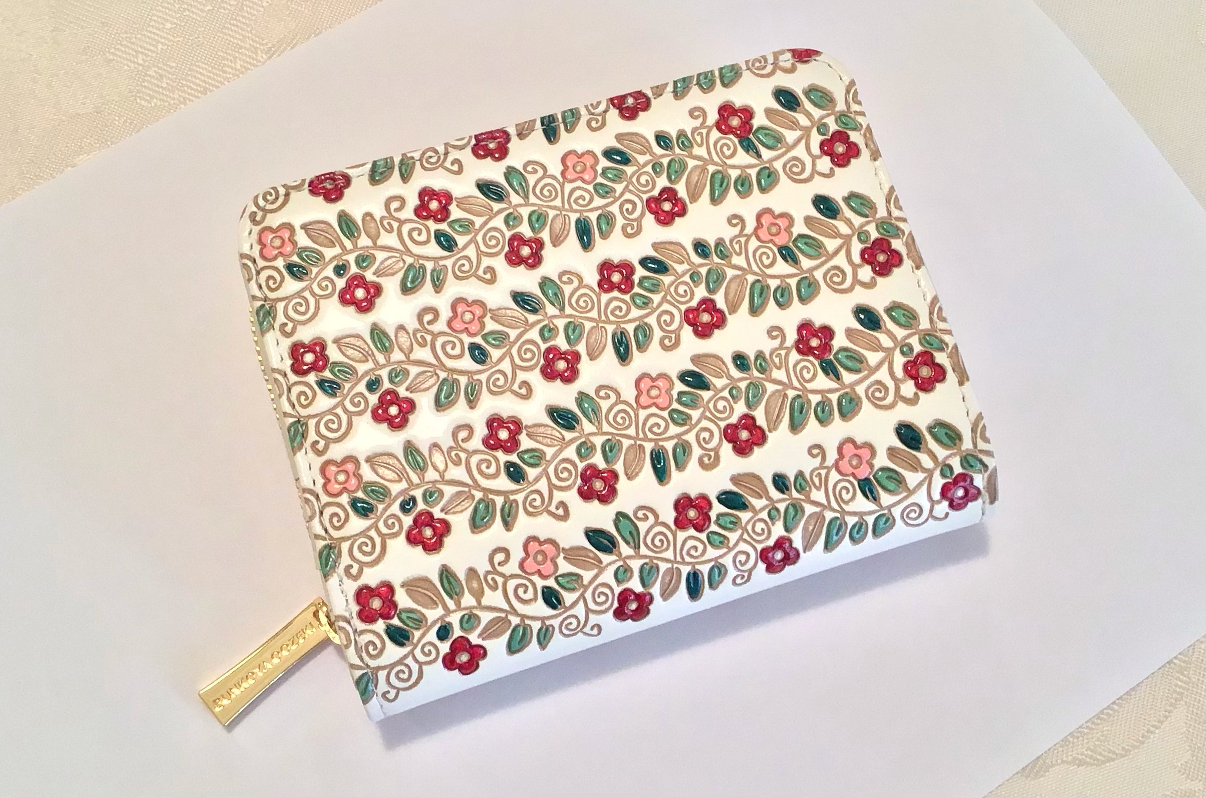 文庫屋 お財布 夢二記念館監修 文庫革「二ツ折財布（ぐるっとファスナー）」