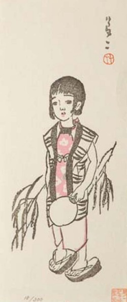 夢二の作品を忠実に再現しました。版画の刷師の技がここにあります