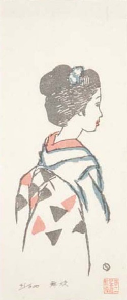 木版画封筒／舞妓（額入り）