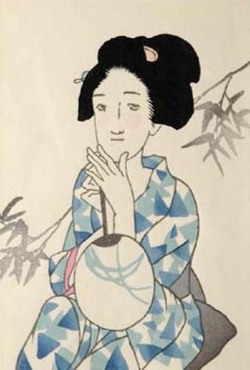 木版画／夕涼み（額無）