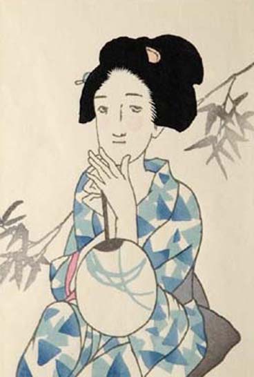 木版画／夕涼み（額無）