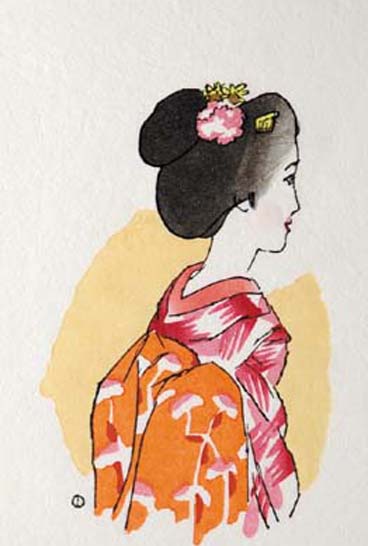 木版画／舞妓（額無）