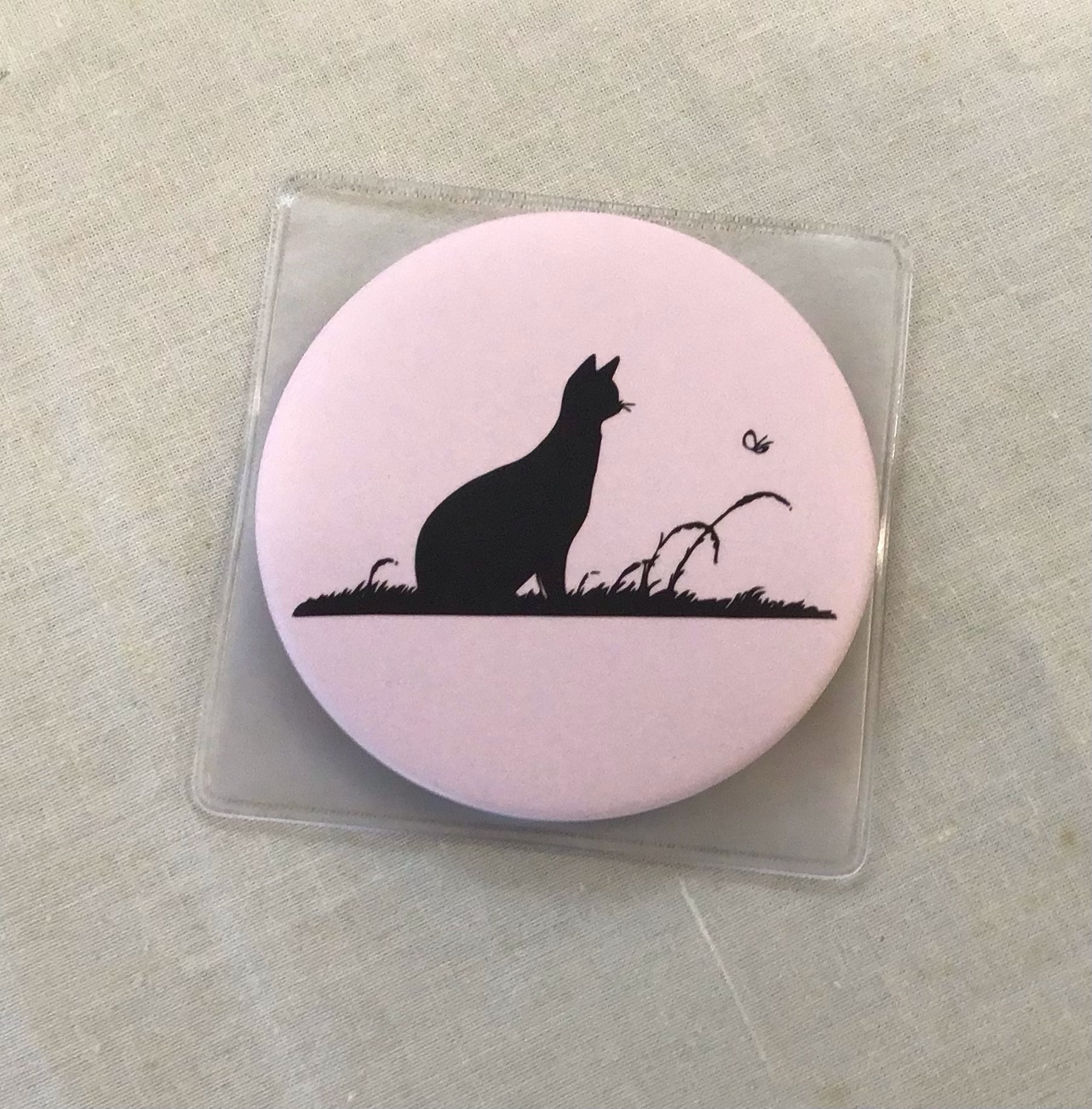 缶ミラー「ねこ（ピンク）」