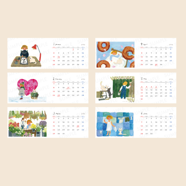 2026年 卓上カレンダー リングタイプ（日曜始まり）『駒井奈津美