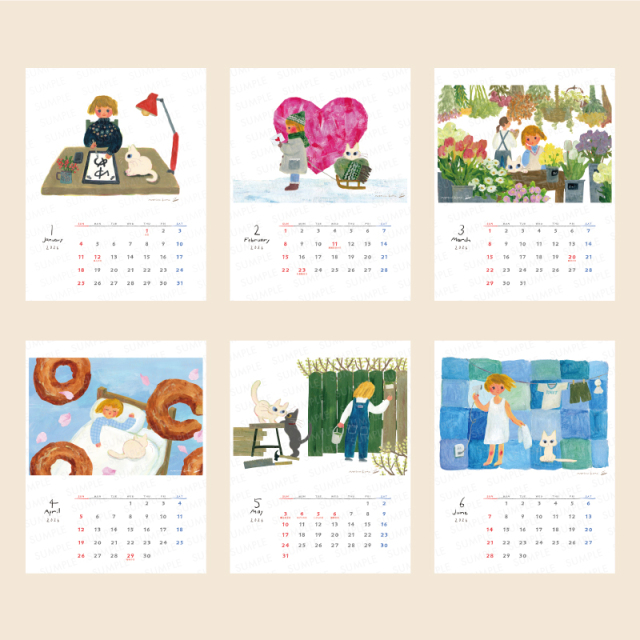 2026年 卓上カレンダー リングタイプ（日曜始まり）『駒井奈津美