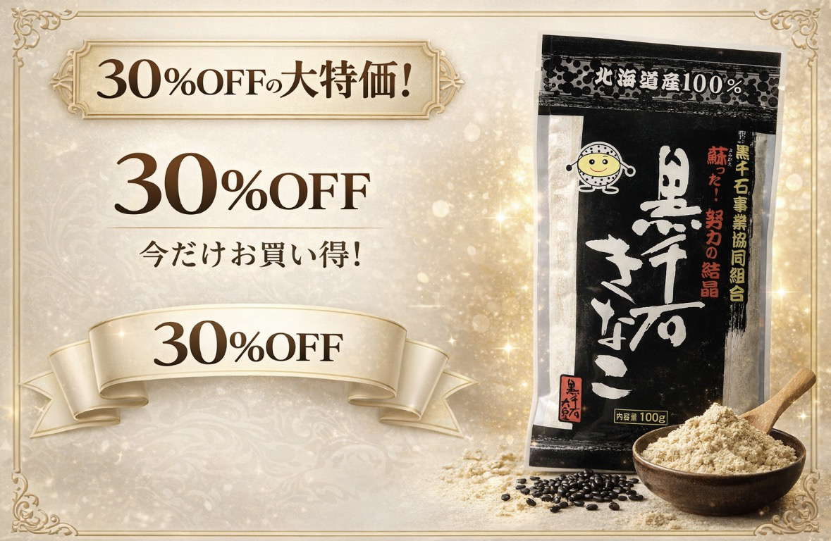 ☆アウトレット30％オフ☆北海道 黒千石のきなこ【賞味期限2026年3月15日】