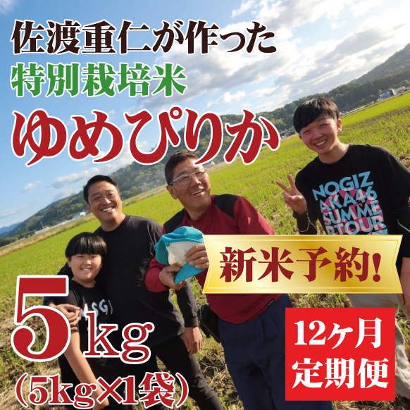 【新米予約】【令和7年産】定期購入 佐渡さんのゆめぴりか 5kg 12か月 北海道芦別市産