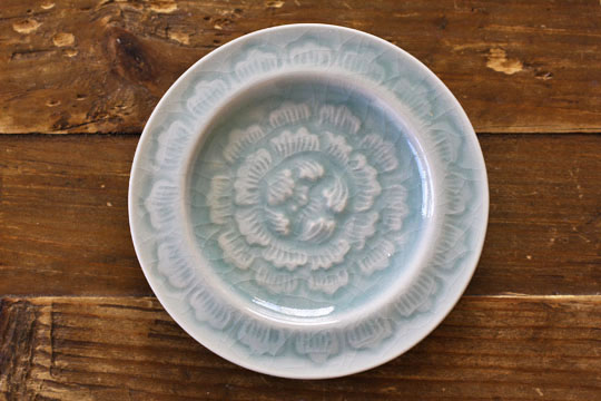 セラドンのコースター　中　ローズ　オーシャングリーン