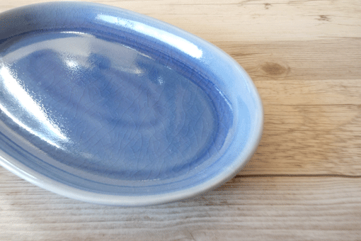 だ円のお皿　Ｓ　プレーン　ブルー