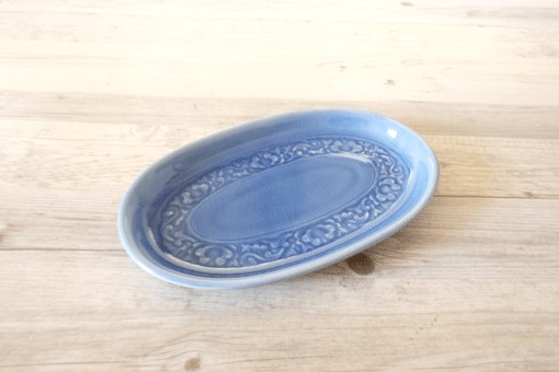 だ円のお皿　Ｓ　フラワー　ブルー