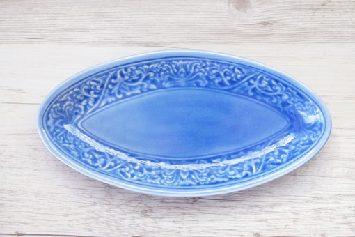 とんがり皿　Ｍ　フラワー　ブルー