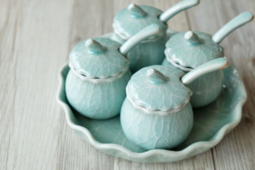 ロータスの調味料入れ　オーシャングリーン