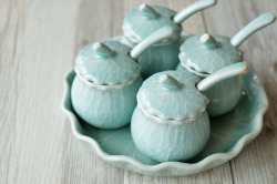 ロータスの調味料入れ　オーシャングリーン